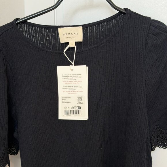 Sezane Cléa T-shirt Black - Size S - Picture 5 of 6